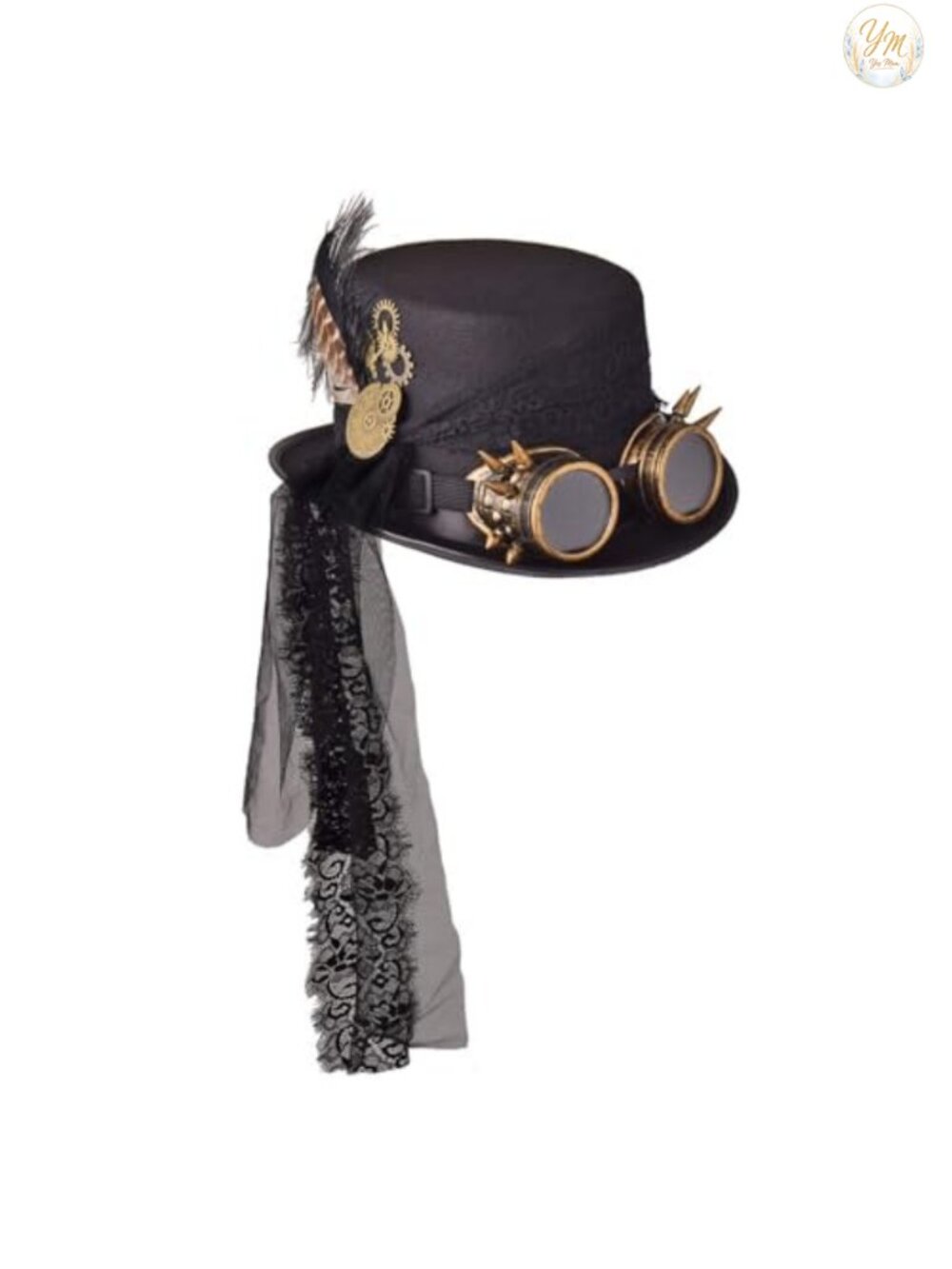 Unisex Steampunk Gothic Top Hat with Goggles Felt Costume Accessory